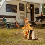 RV Camping Site with Bonfire